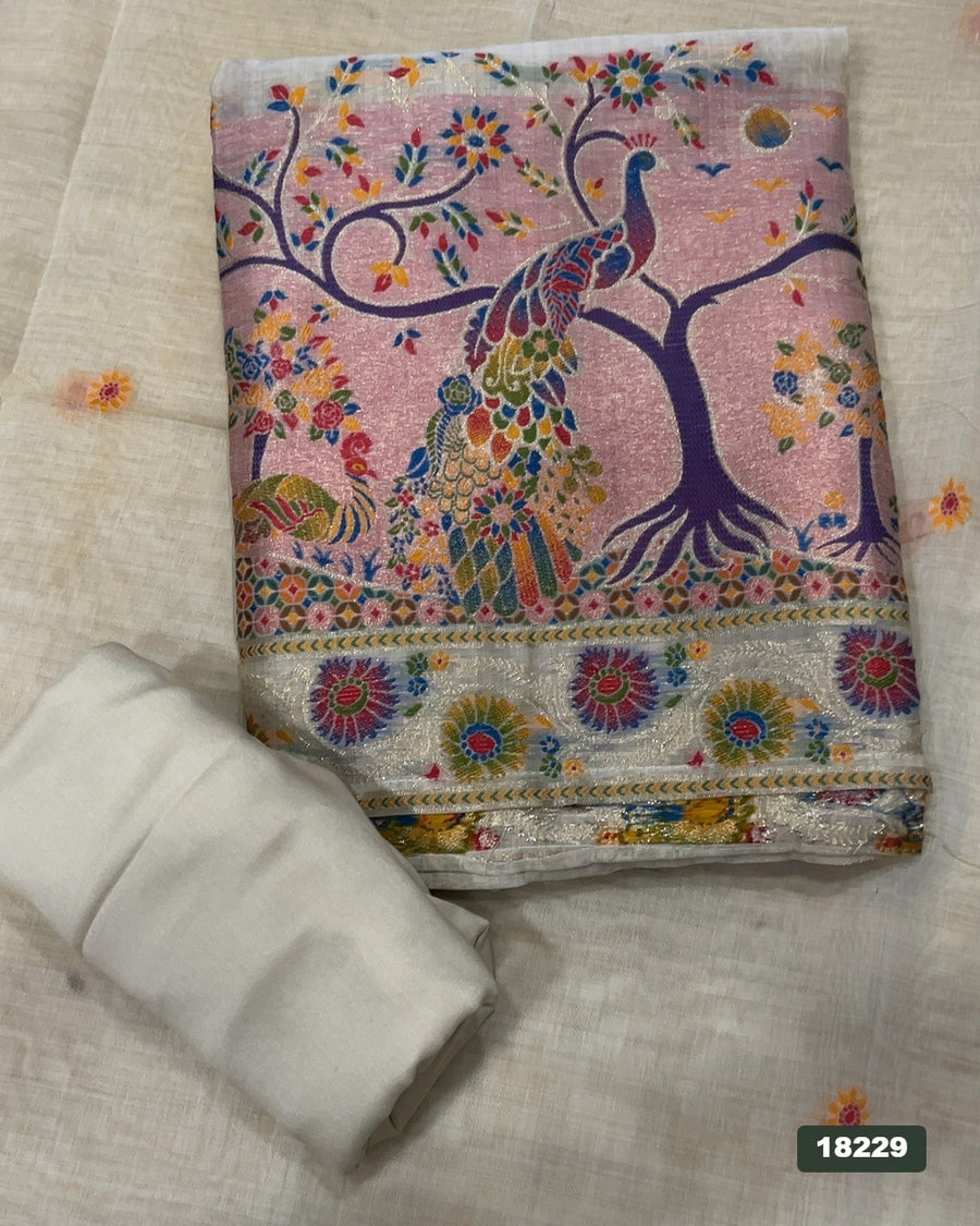 Linen Silk Embroidery Suit Set