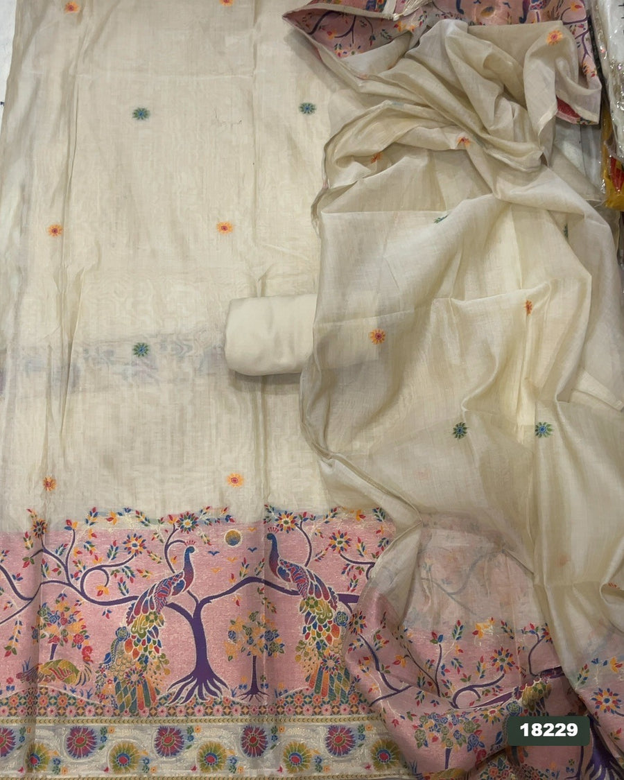 Linen Silk Embroidery Suit Set