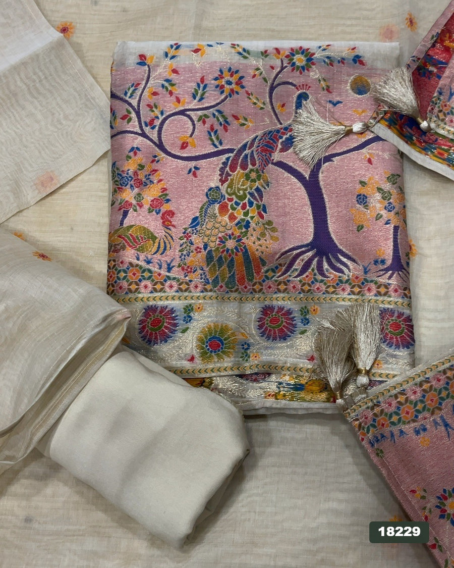 Linen Silk Embroidery Suit Set