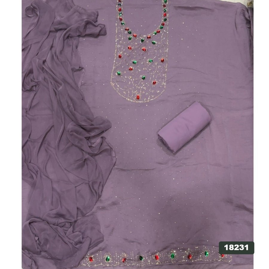 Crush Silk Embroidery Suit Set