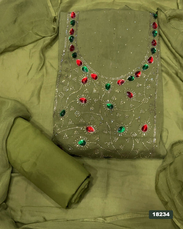 Crush Silk Embroidery Suit Set