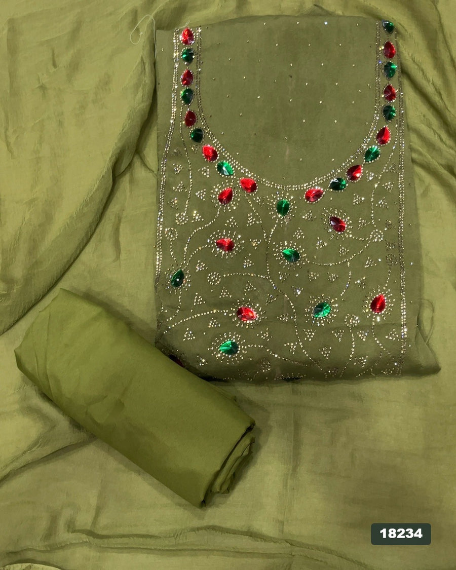 Crush Silk Embroidery Suit Set