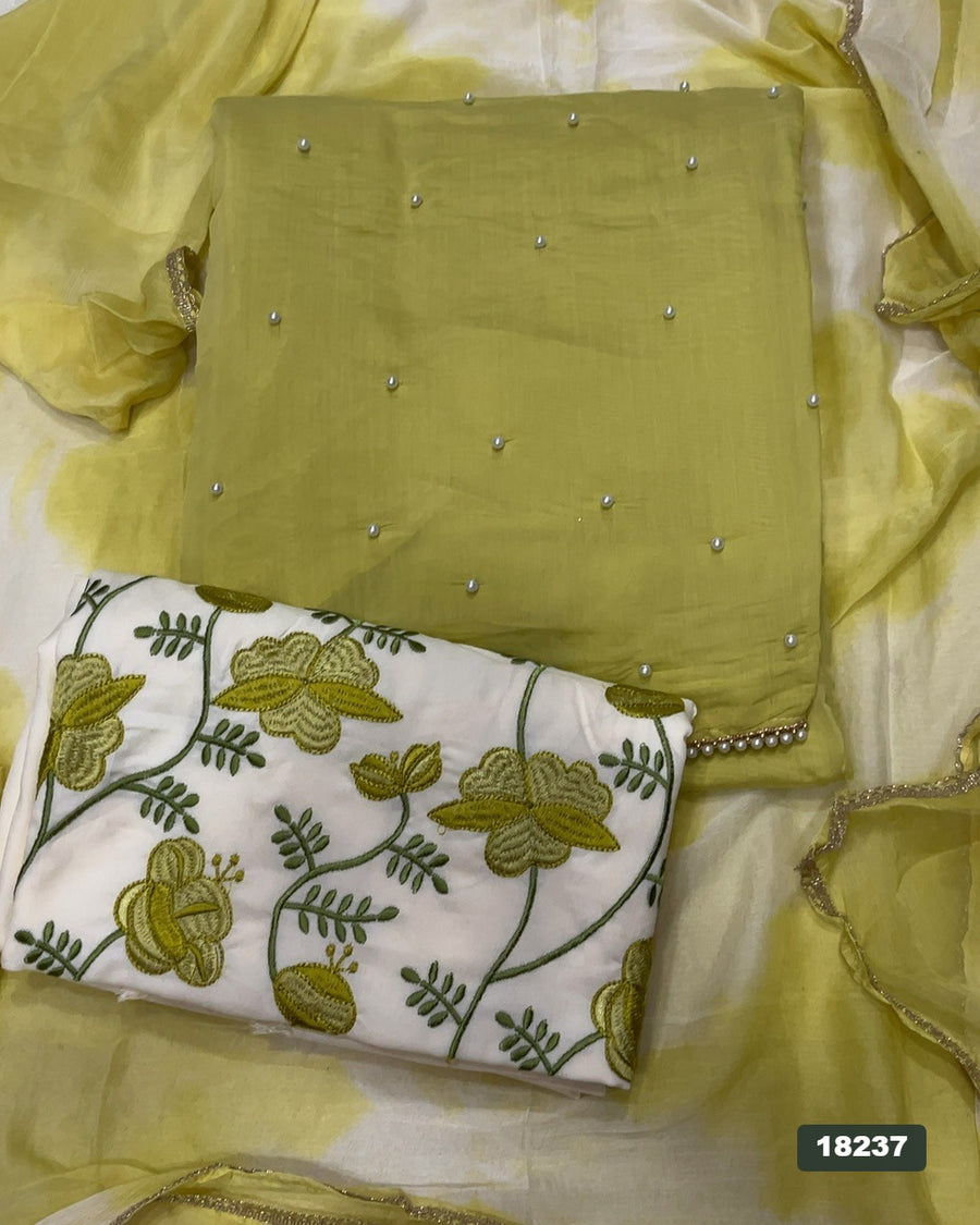 Crush Silk Embroidery Suit Set