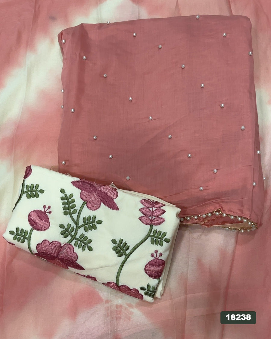 Crush Silk Embroidery Suit Set