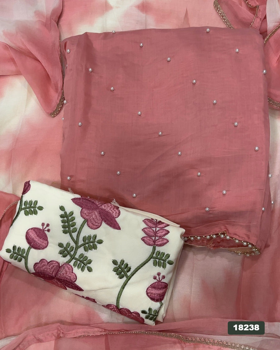 Crush Silk Embroidery Suit Set