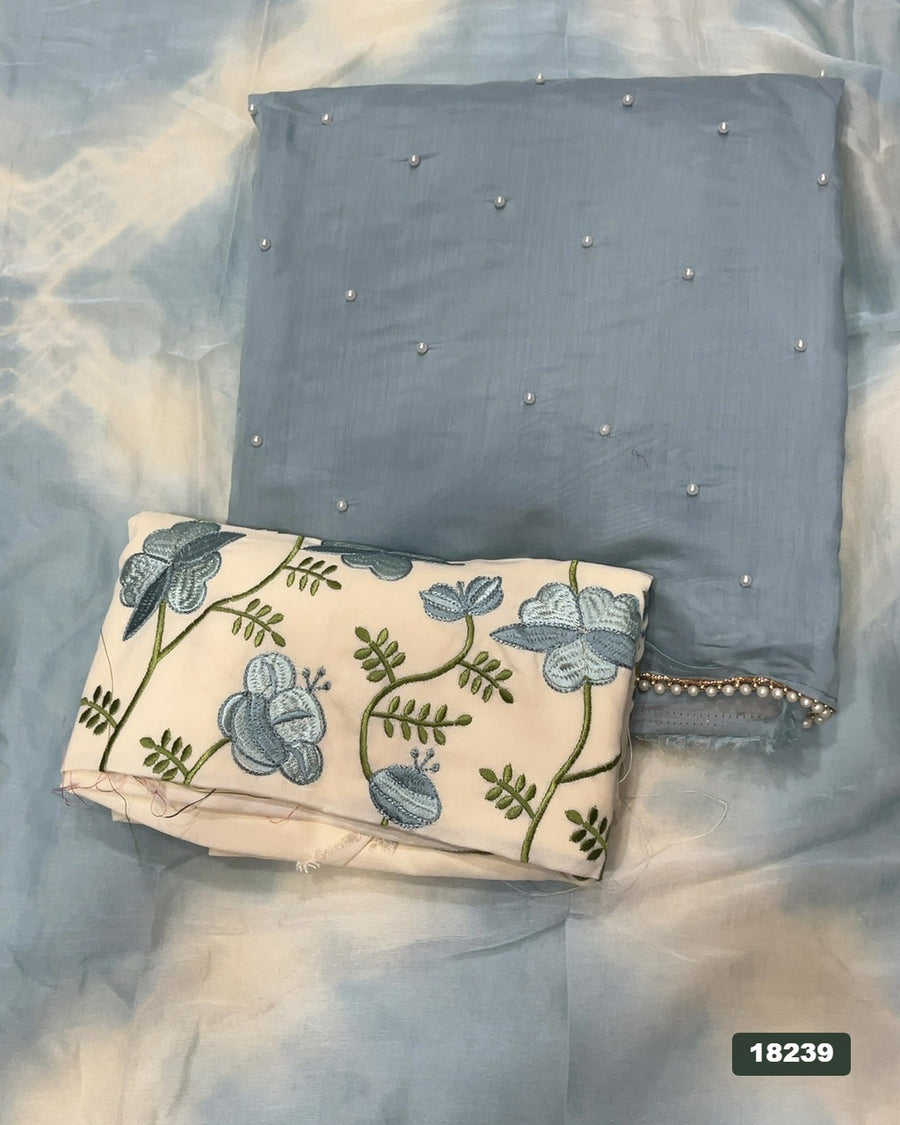 Crush Silk Embroidery Suit Set