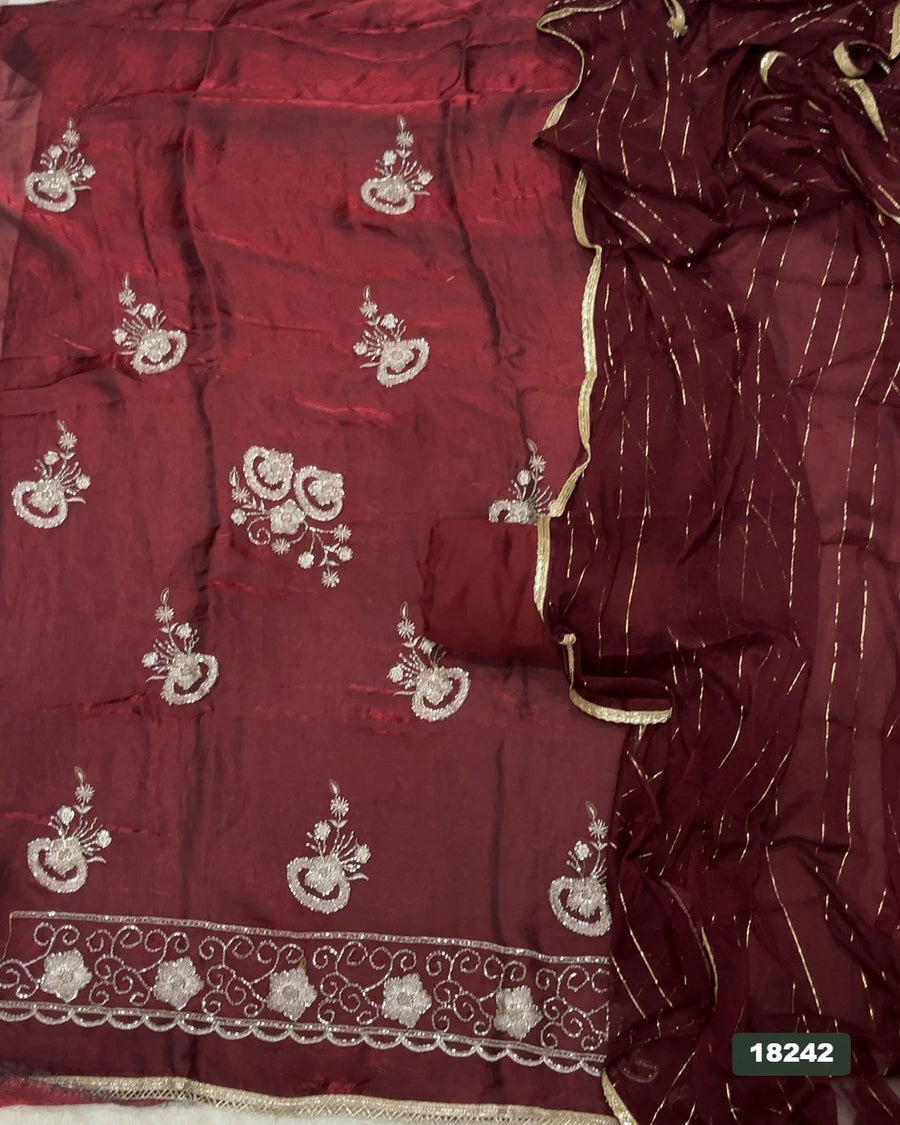 Silk Embroidery Suit Set