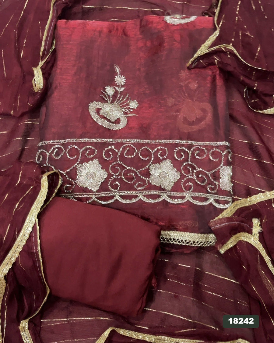 Silk Embroidery Suit Set