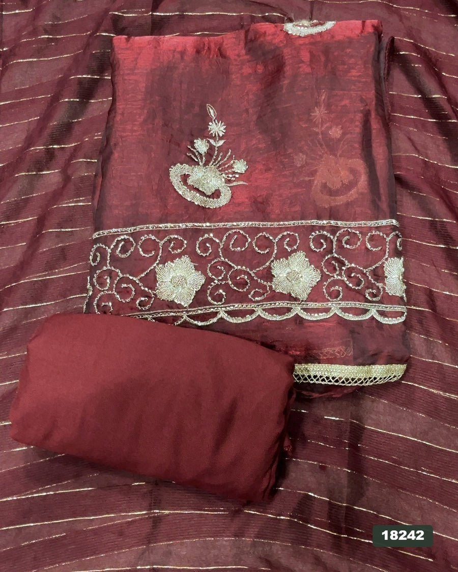 Silk Embroidery Suit Set