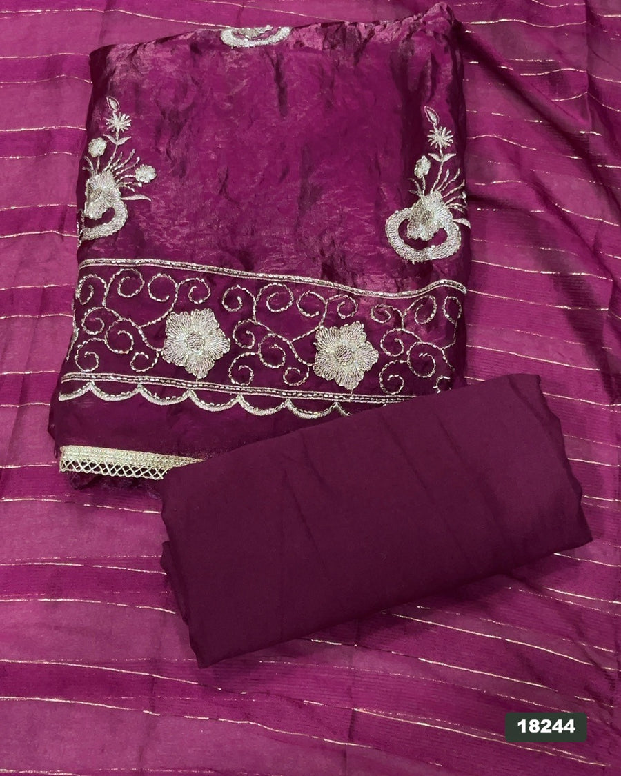 Silk Embroidery Suit Set