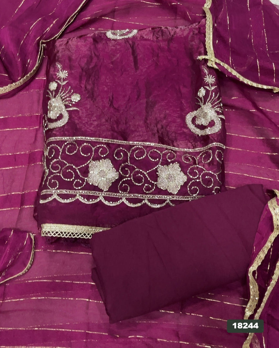Silk Embroidery Suit Set