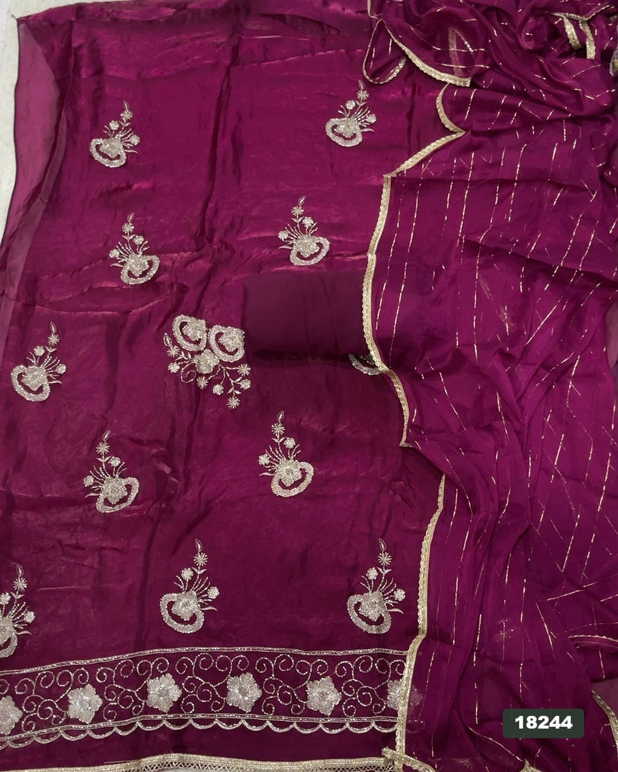 Silk Embroidery Suit Set