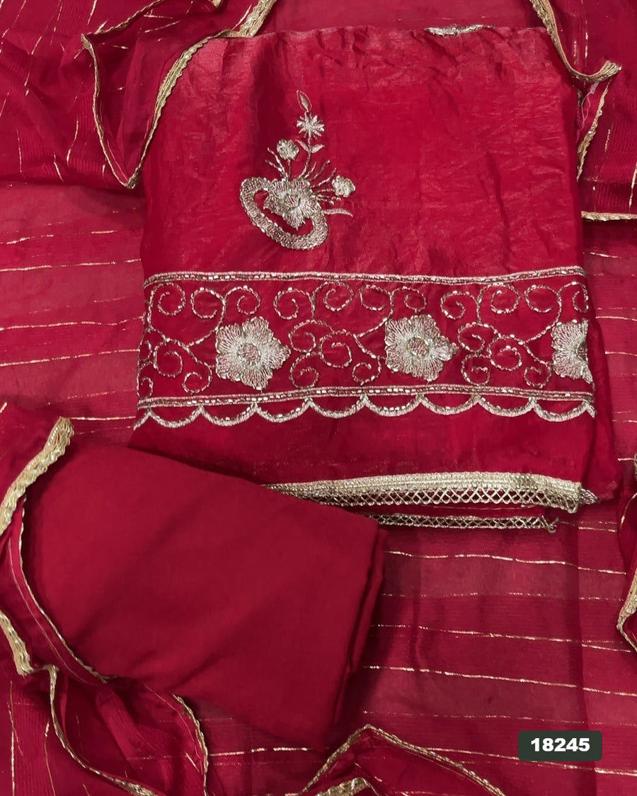Silk Embroidery Suit Set