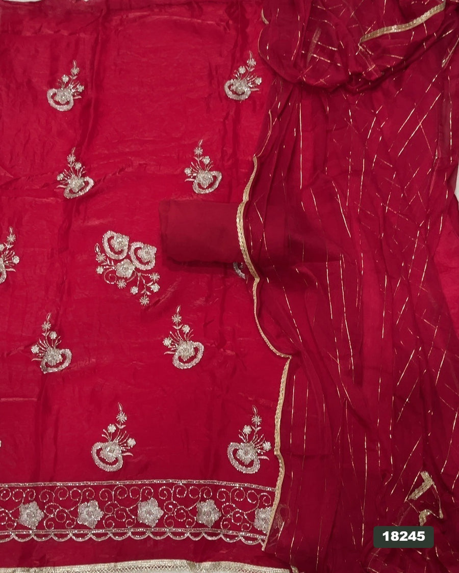 Silk Embroidery Suit Set