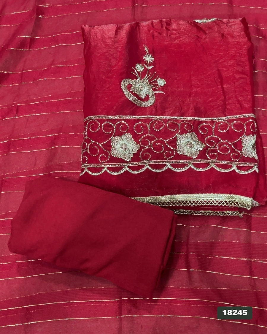 Silk Embroidery Suit Set