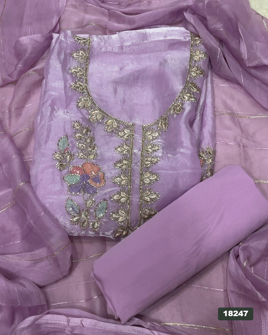 Silk Embroidery Suit Set
