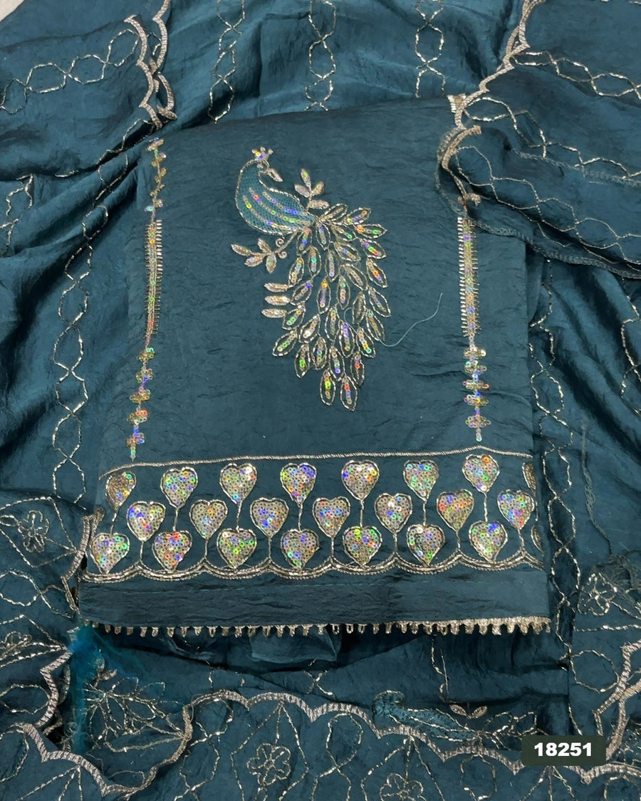 Crush Silk Embroidery Suit Set