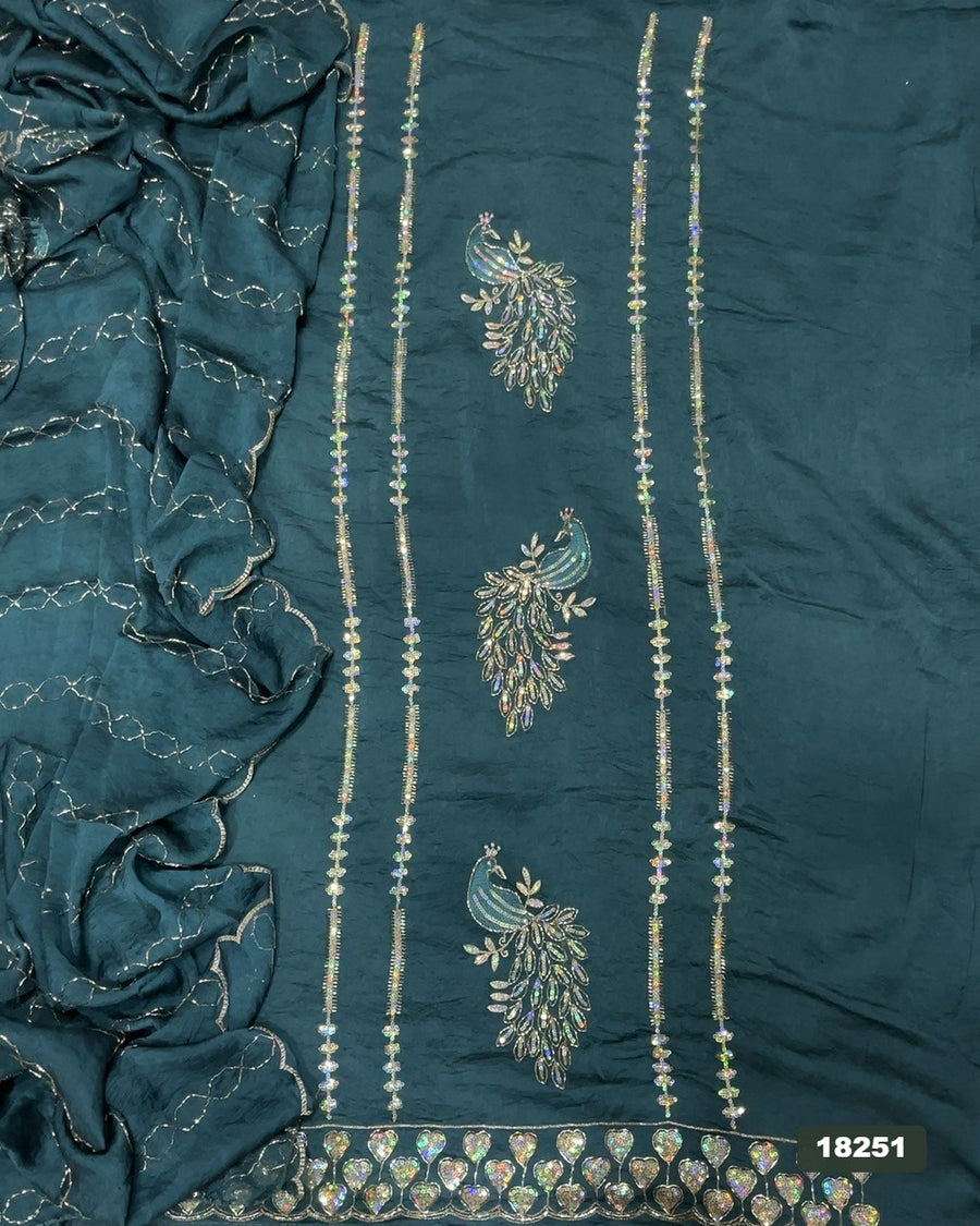 Crush Silk Embroidery Suit Set
