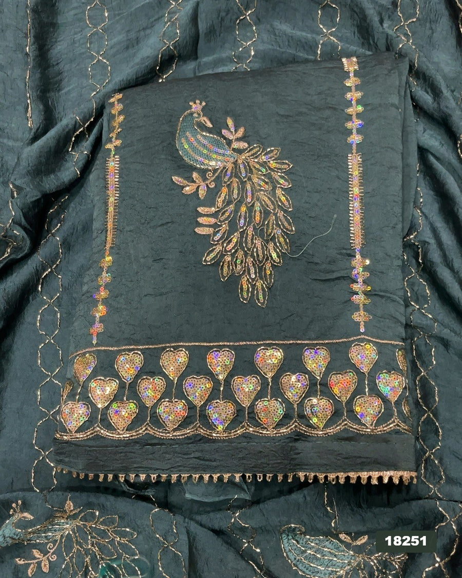 Crush Silk Embroidery Suit Set