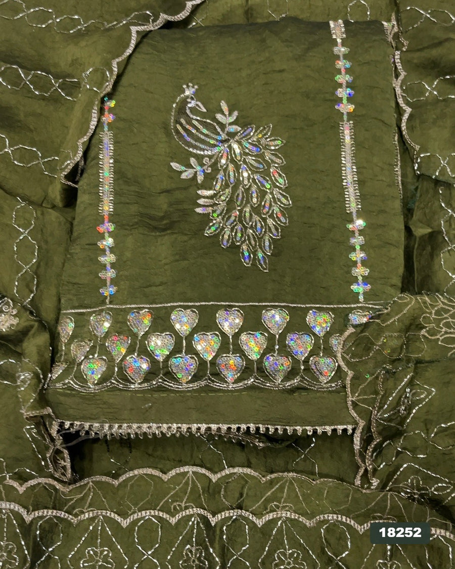 Crush Silk Embroidery Suit Set