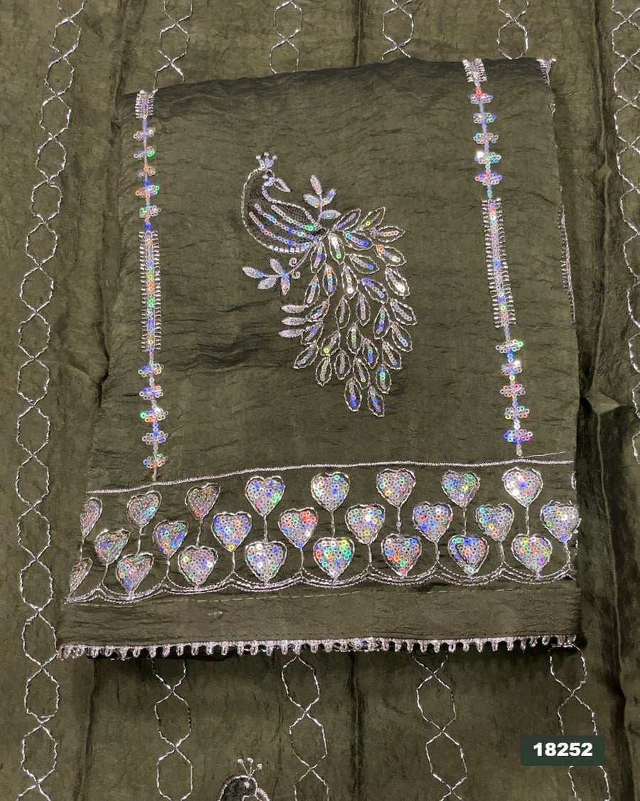 Crush Silk Embroidery Suit Set