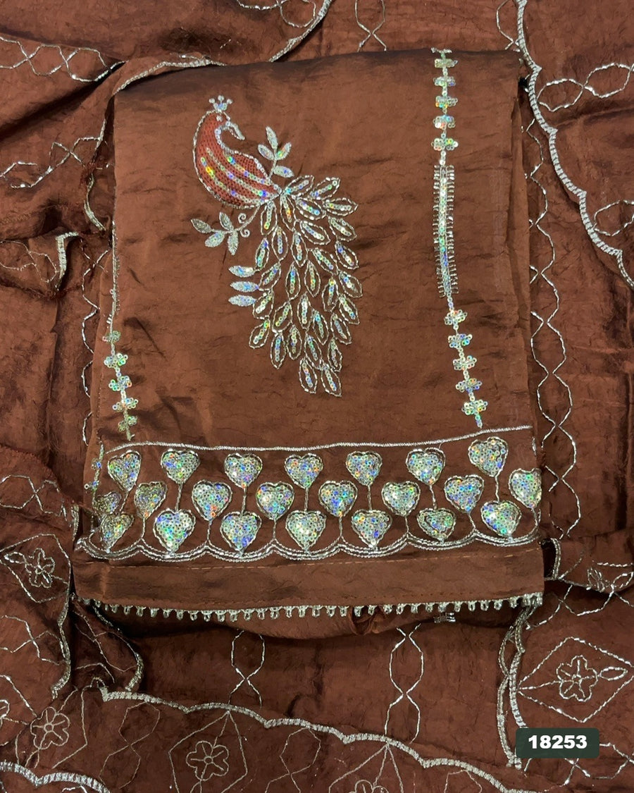Crush Silk Embroidery Suit Set