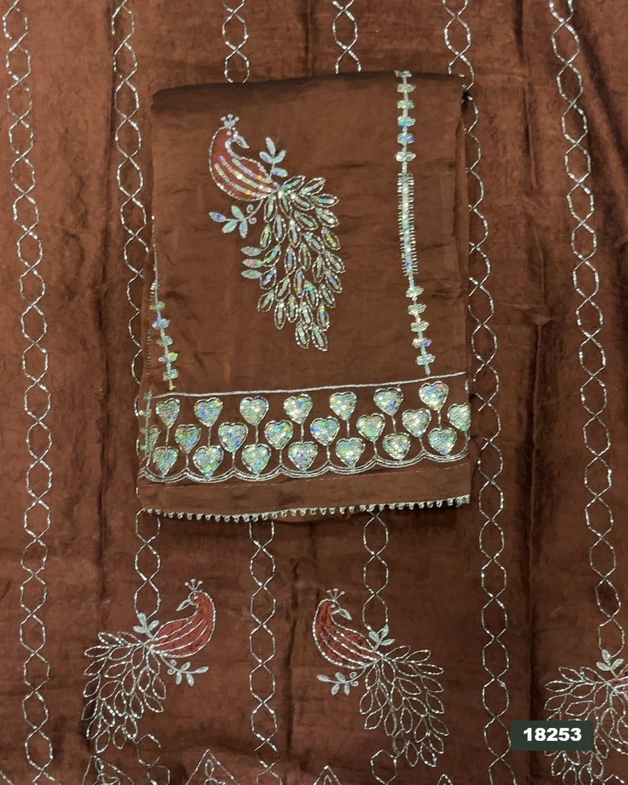 Crush Silk Embroidery Suit Set