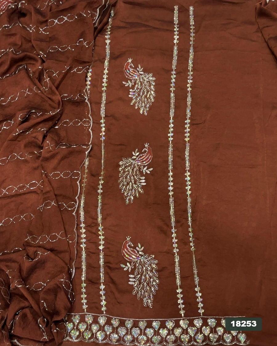 Crush Silk Embroidery Suit Set