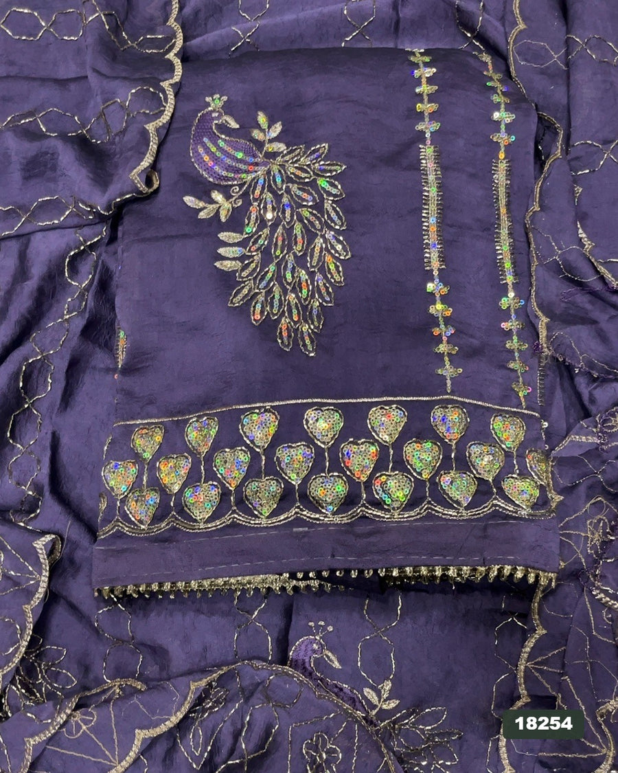 Crush Silk Embroidery Suit Set