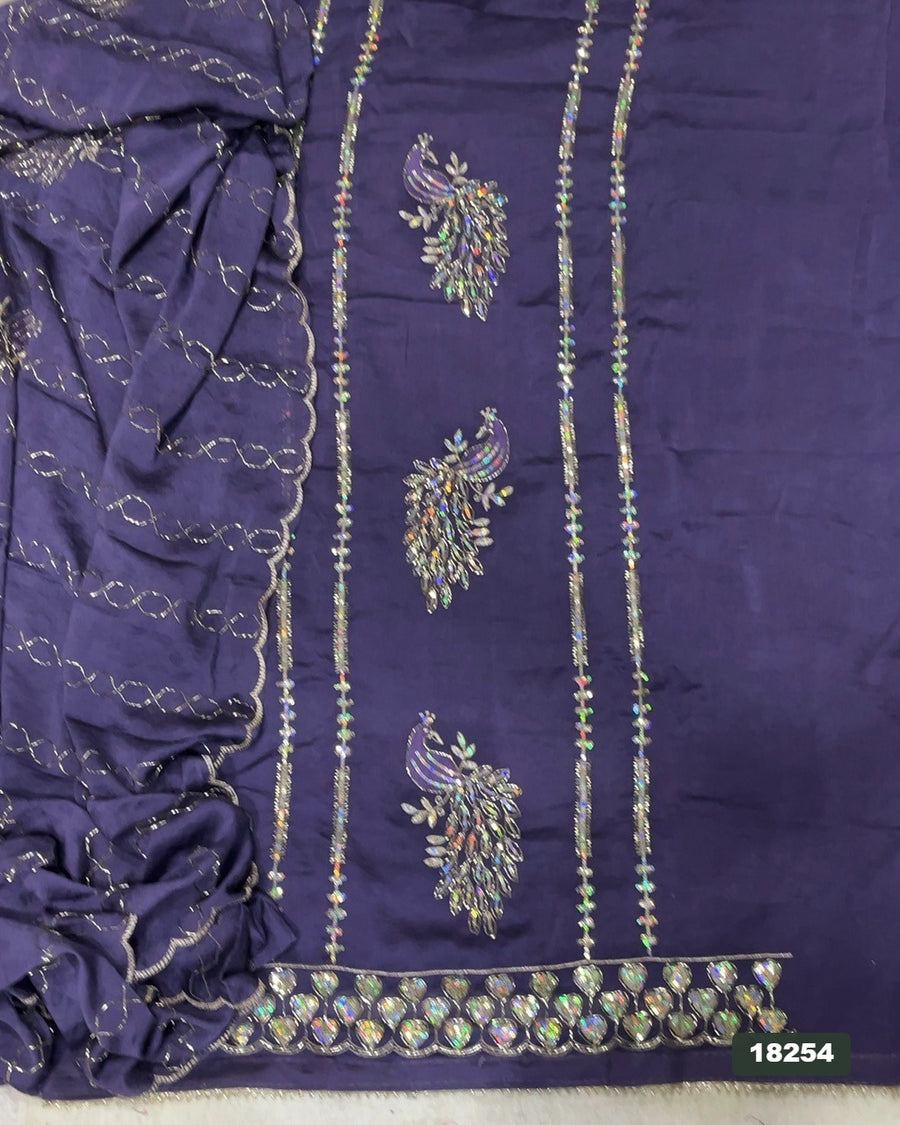 Crush Silk Embroidery Suit Set