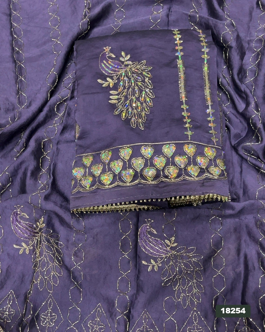 Crush Silk Embroidery Suit Set