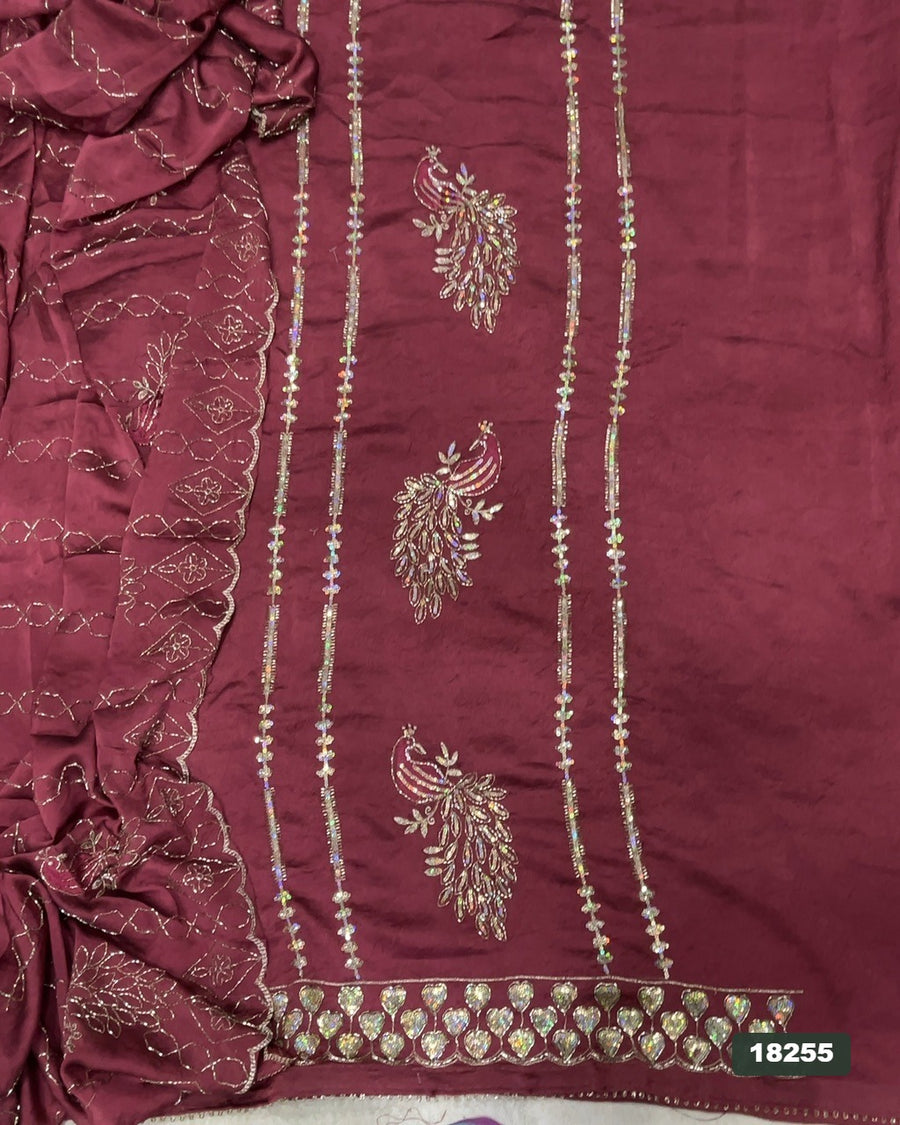 Crush Silk Embroidery Suit Set