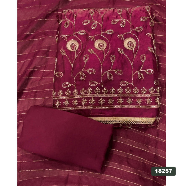 Silk Embroidery Suit Set