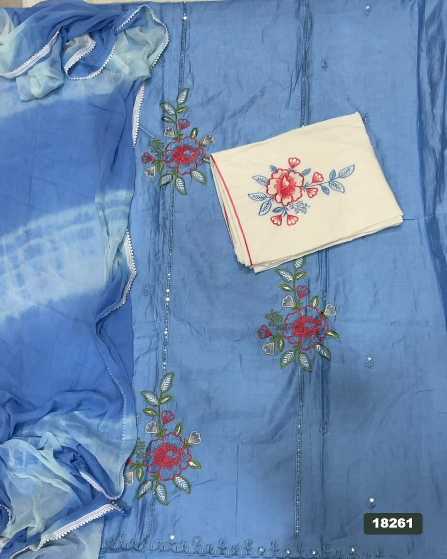 Viscos Silk Embroidery Suit Set