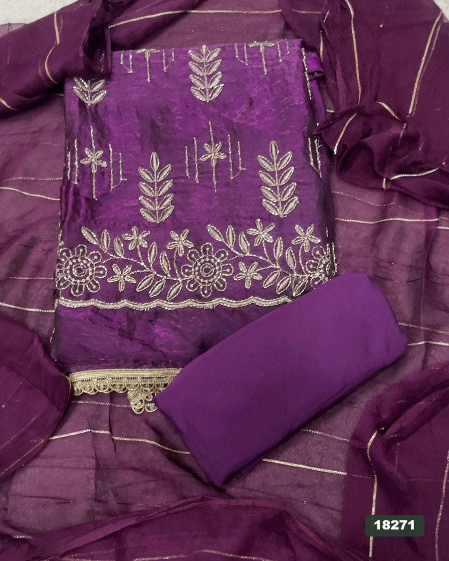 Silk Embroidery Suit Set