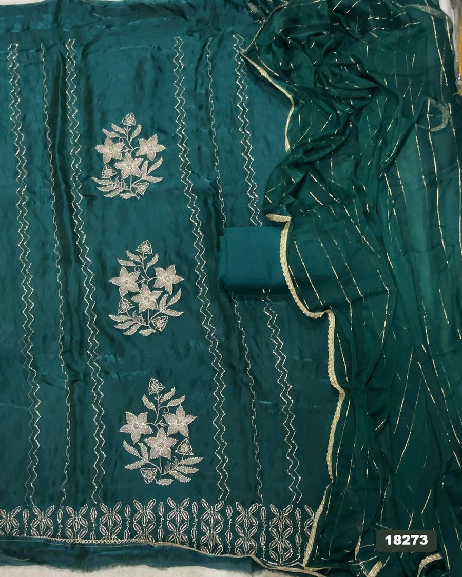 Silk Embroidery Suit Set