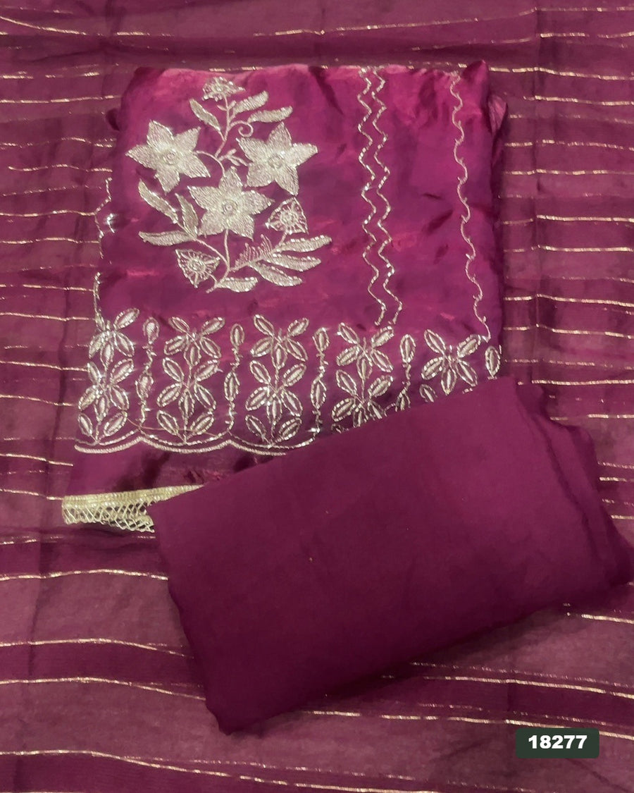 Silk Embroidery Suit Set