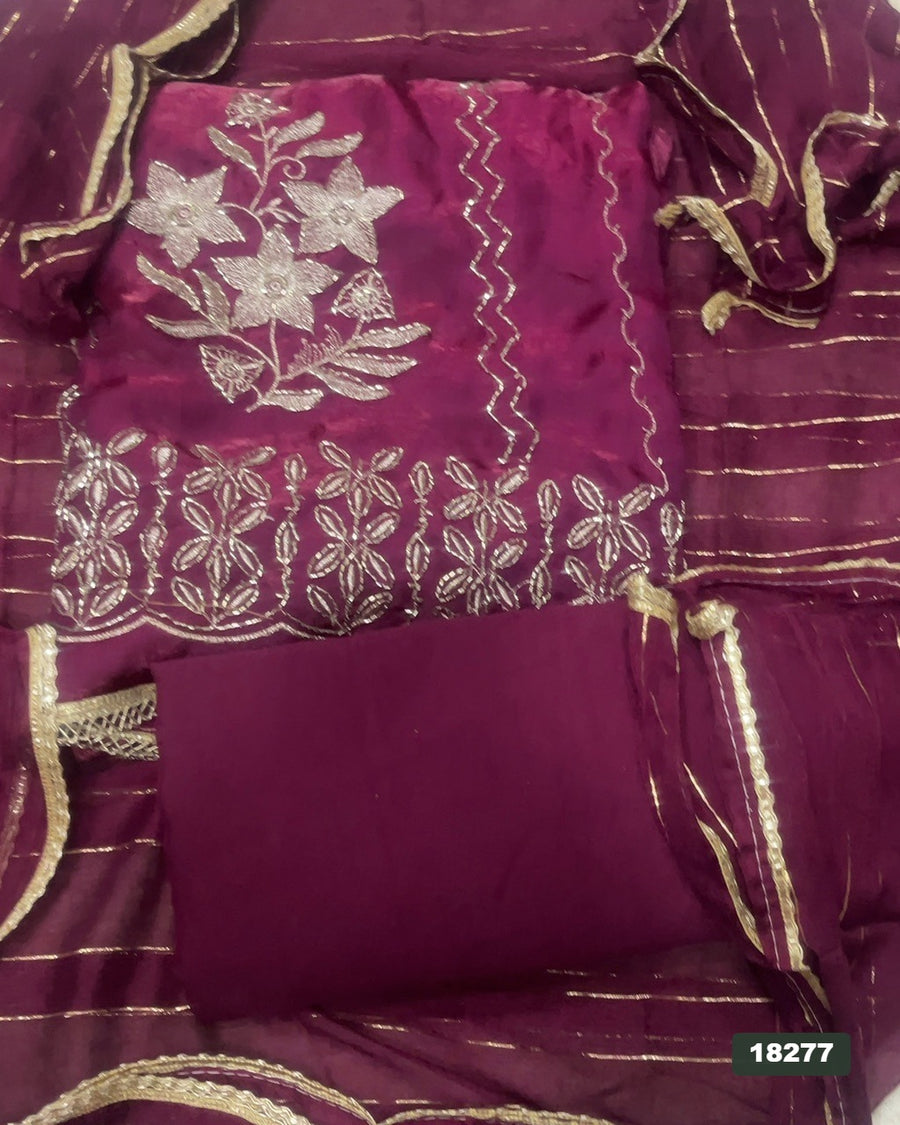 Silk Embroidery Suit Set