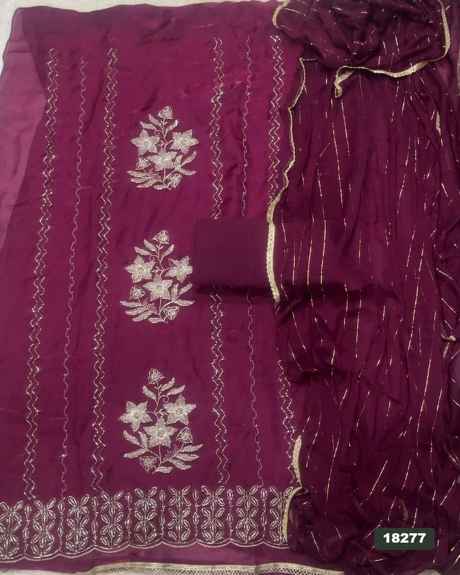 Silk Embroidery Suit Set