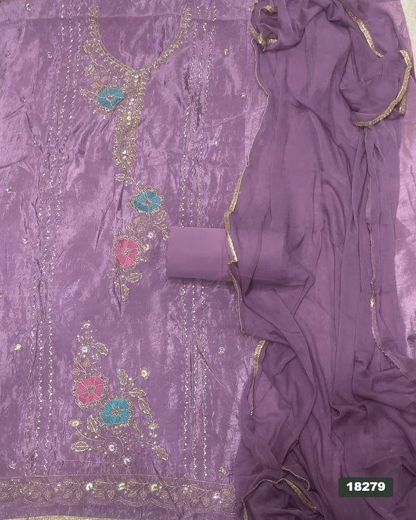 Silk Embroidery Suit Set