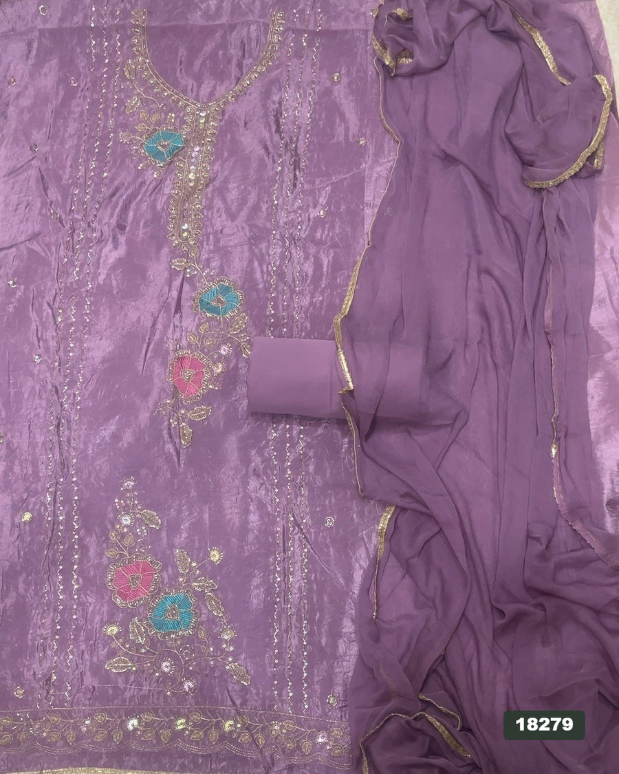Silk Embroidery Suit Set