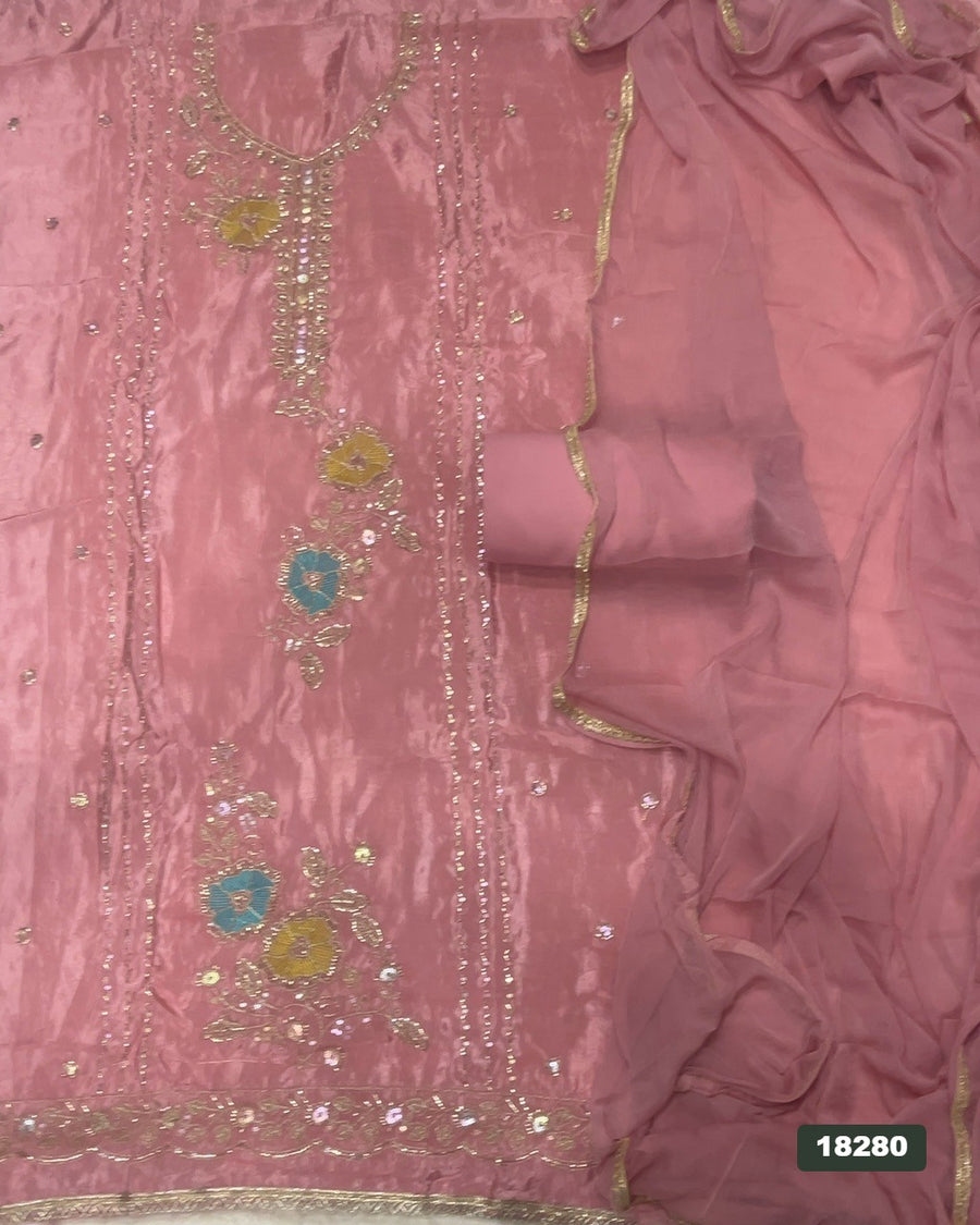 Silk Embroidery Suit Set