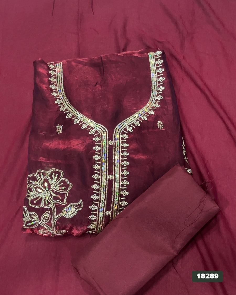 Silk Embroidery Suit Set