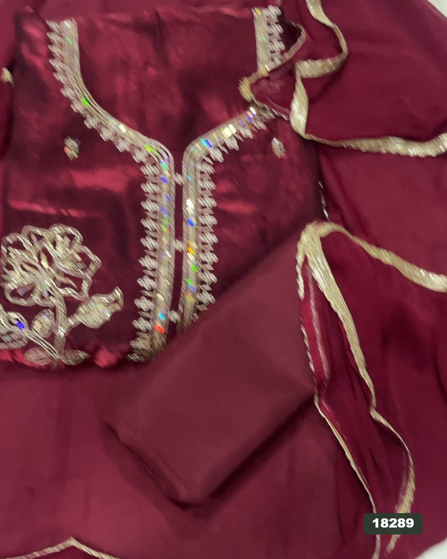 Silk Embroidery Suit Set