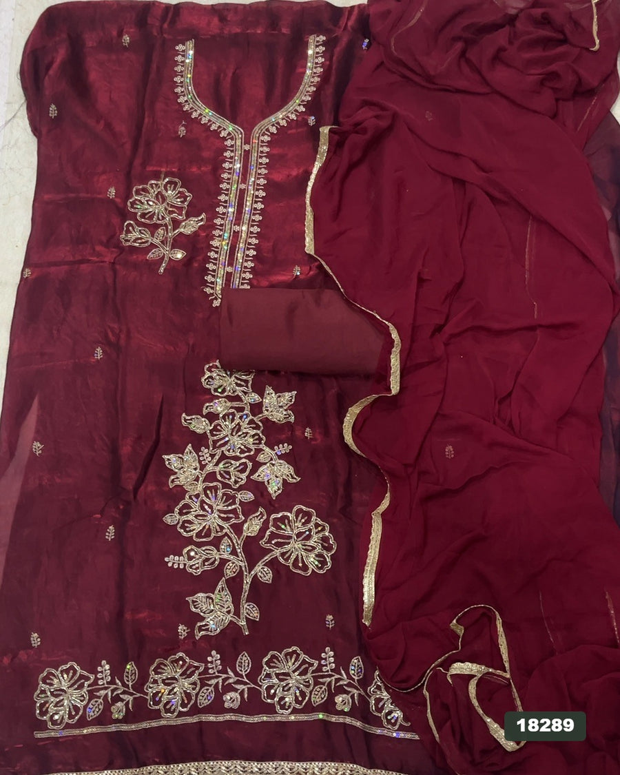 Silk Embroidery Suit Set