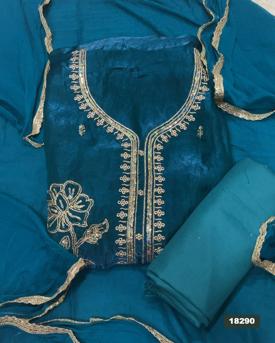 Silk Embroidery Suit Set