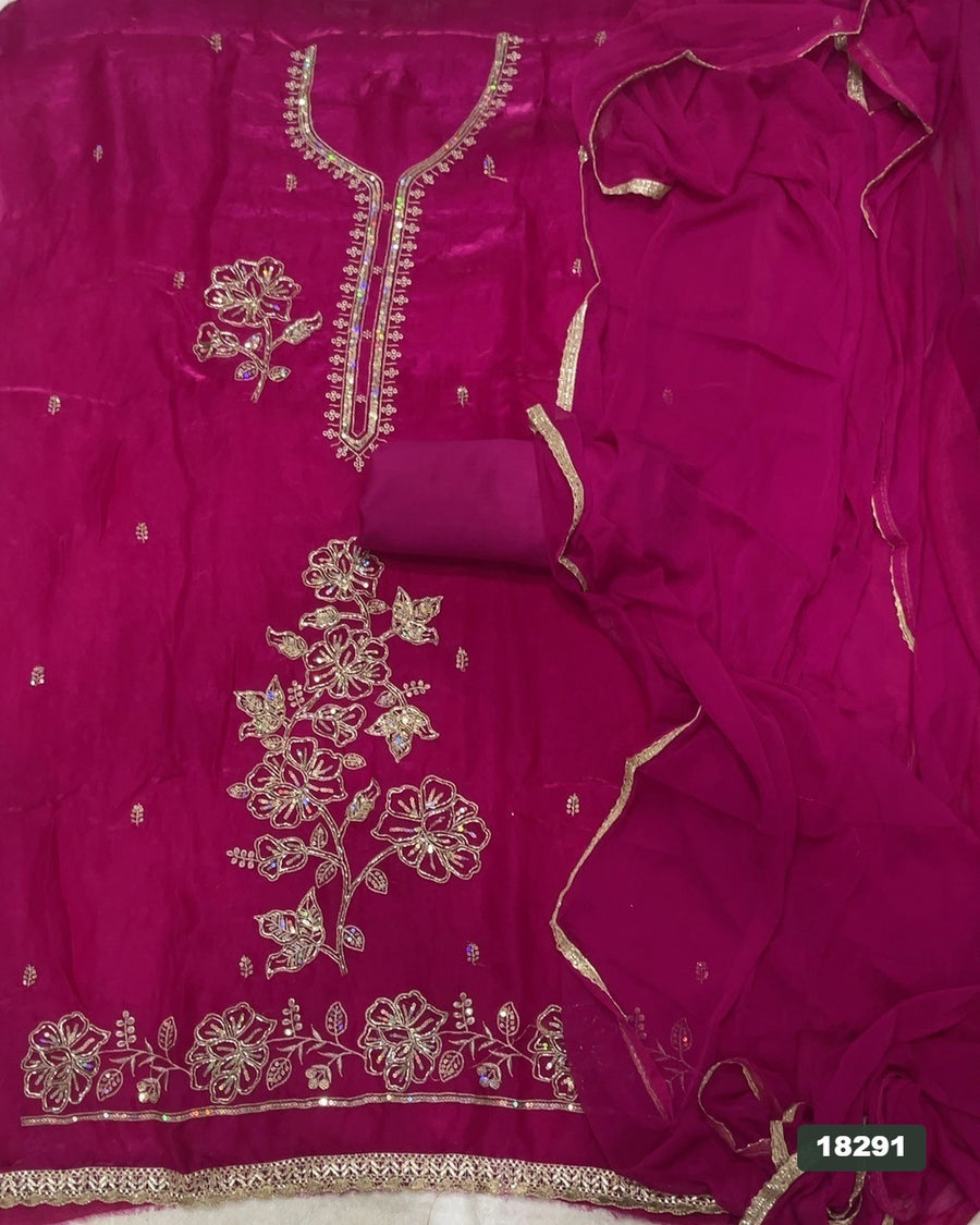 Silk Embroidery Suit Set