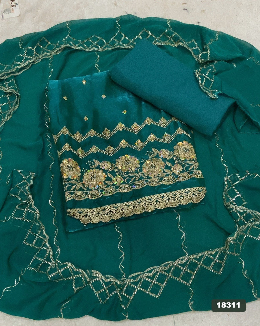 Silk Embroidery Suit Set