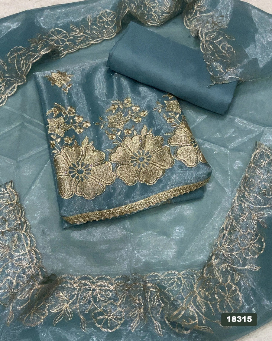Silk Embroidery Suit Set