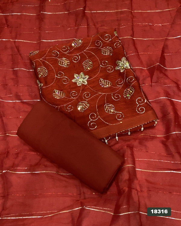 Crush Silk Embroidery Suit Set